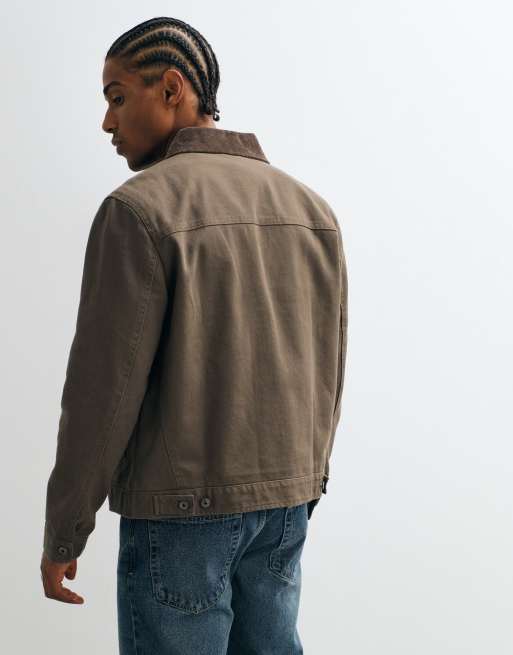 Mango zip up jacket in brown , 2 of 5