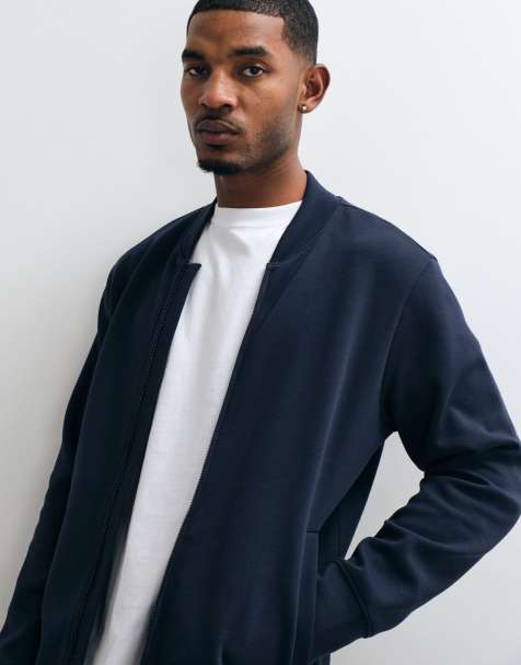 Mango zip up sweatshirt in navy - view 1