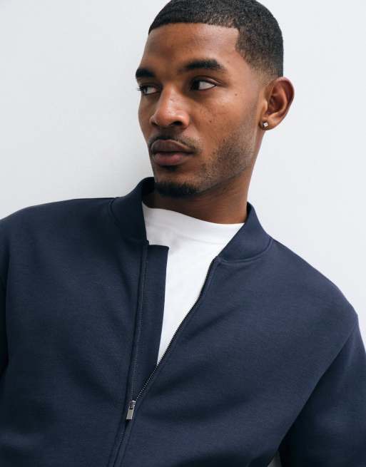 Mango zip up sweatshirt in navy, 4 of 5