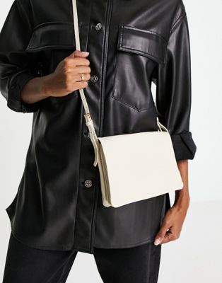 Mango zoe leather shoulder bag in white