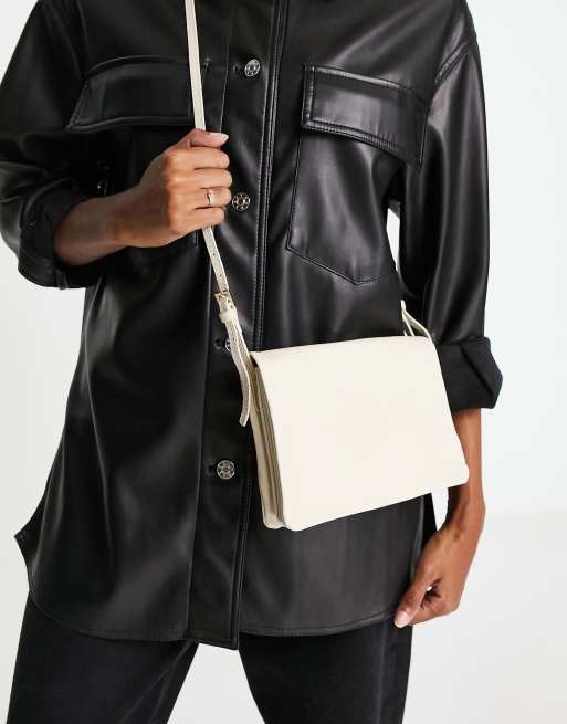 Mango zoe leather shoulder bag in white ASOS