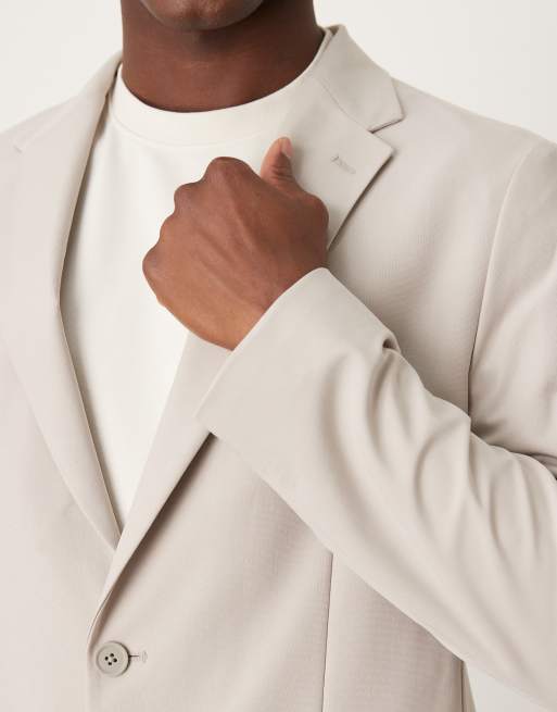 Mango Zurich tailored blazer co-ord in beige, 5 of 5