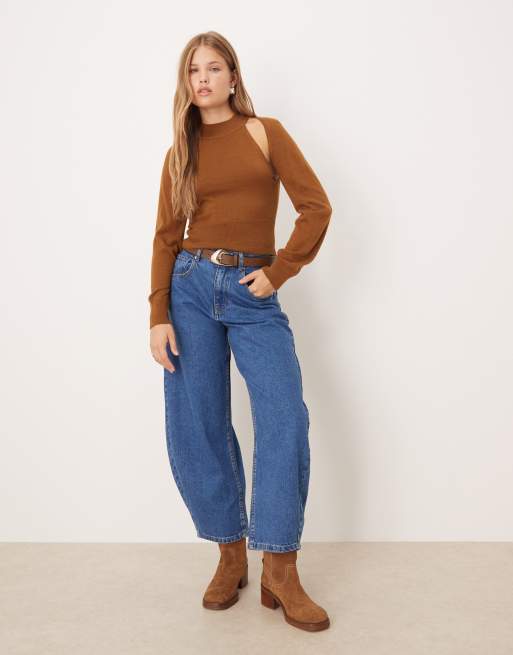 Mango – Zweilagiges Strickoberteil in Braun, 2 von 4