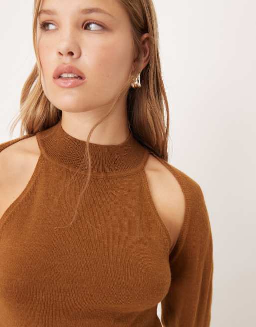 Mango – Zweilagiges Strickoberteil in Braun, 4 von 4