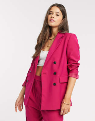 Pulverfarbener Damen Hosenanzug mit Gürtel, Blazerhose Anzug Damen, Rosa  Blazer Damen, Hose mit weitem Bein, Hochzeitsgast Anzug - .de