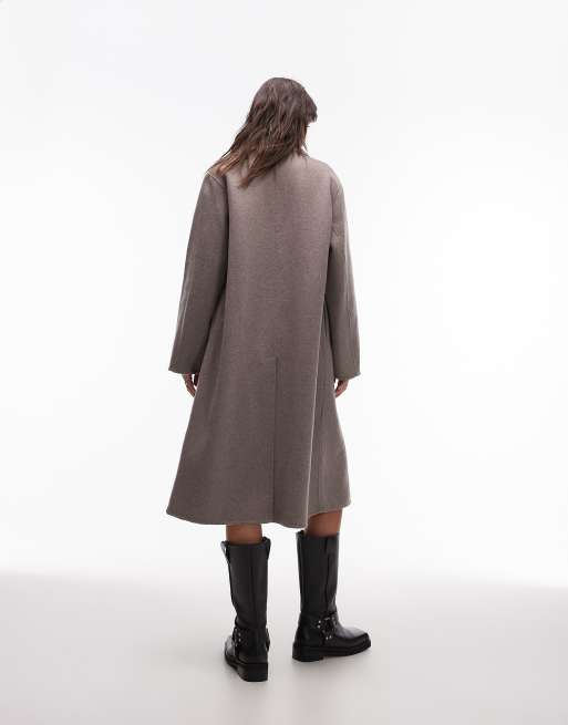 Mango – Zweireihiger Longline-Wollmantel in Braun, 3 von 4