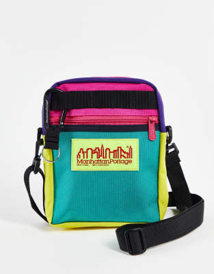 Manhattan Portage Manhattan Portage Coney Island cross body bag in green pink and yellow