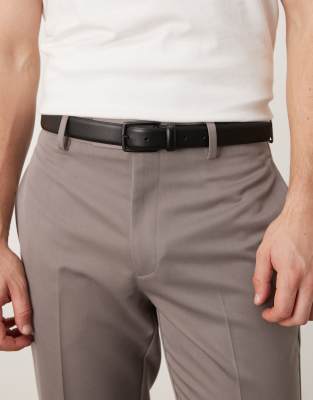 Mango Mano classic leather belt in jet black