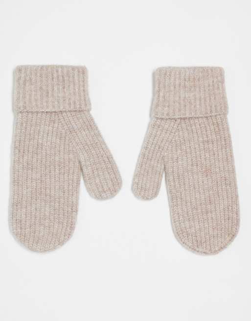 Manoplas beis melange de canalé de mezcla de lana de alpaca premium de ARKET