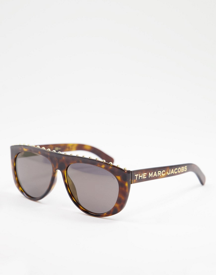 Marc Jacobs 492/S round lens frame with stud detail sunglasses in brown