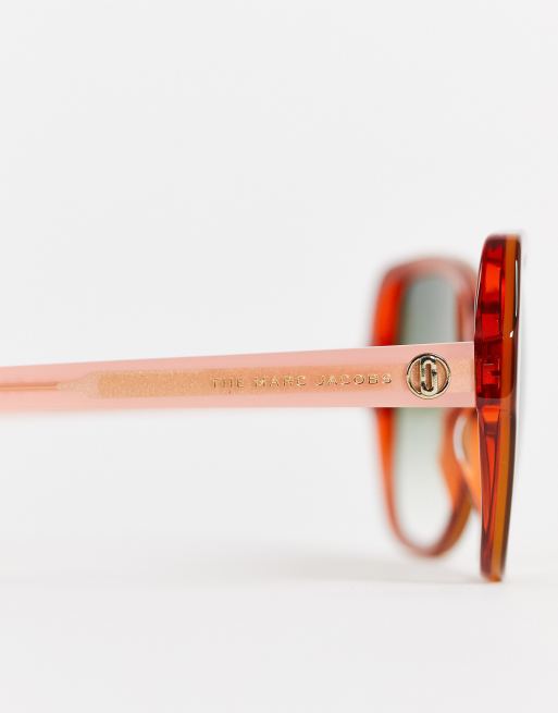 Marc Jacobs – Bruna och rosa fyrkantiga solglasögon i oversize 555/S, 3 av 4