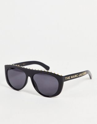 Marc Jacobs flat top sunglasses with stud detail in black 492/S