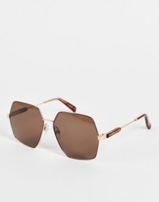 Marc Jacobs hex sunglasses in gold brown