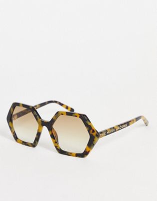 Marc Jacobs hex sunglasses in havana tort