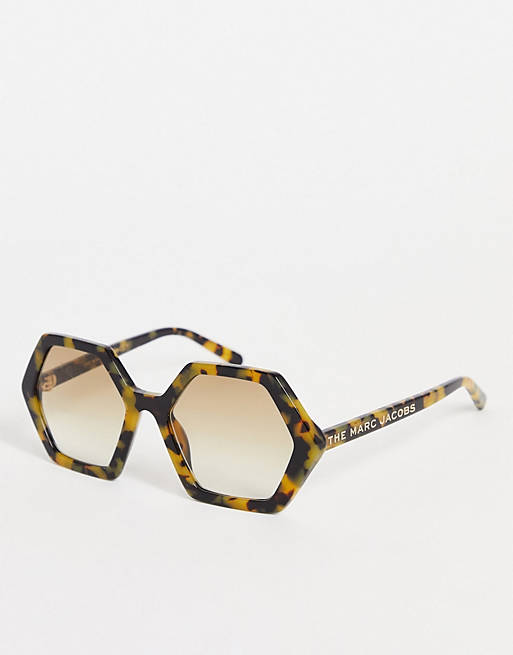 Marc Jacobs hex sunglasses in havana tort