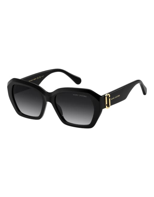 Marc Jacobs Marc jac sun gafas de sol rectangulares con lentes degradadas grises en negro, 3 de 6