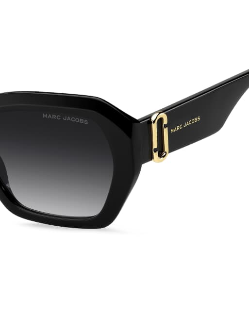 Marc Jacobs Marc jac sun gafas de sol rectangulares con lentes degradadas grises en negro, 5 de 6