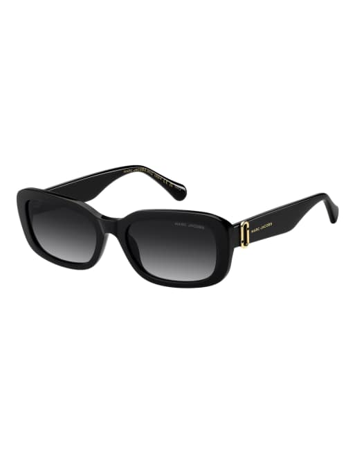 Marc Jacobs Marc jac sun gafas de sol rectangulares con lentes degradadas grises en negro, 2 de 6