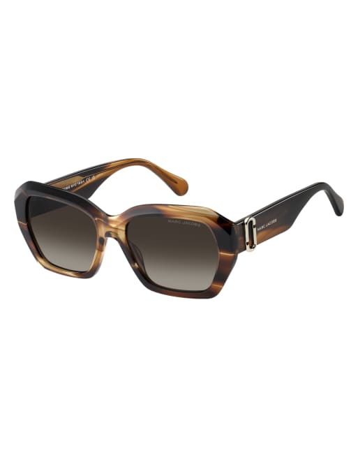 Marc Jacobs Marc jac sun rechthoekige zonnebril met bruingetinte verloopglazen in bruin, 5 van 6
