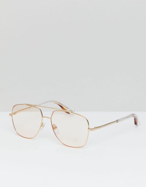 Marc Jacobs Occhiali modello aviatore color oro con lenti demo e montatura stile occhiali da vista