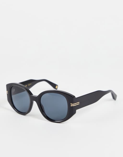 Marc Jacobs Round Sunglasses In Black Asos