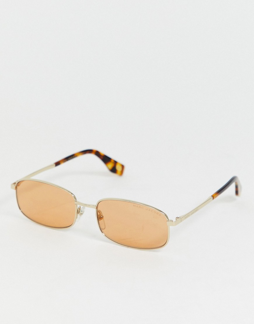 Marc Jacobs - Smalle zonnebril met vierkant metalen montuur-Goud