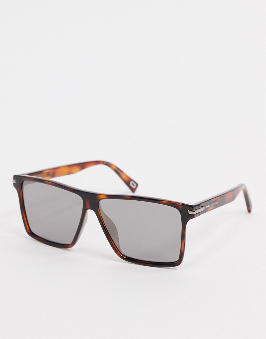 Marc Jacobs square sunglasses in brown tortoishell acetate with mirror lens