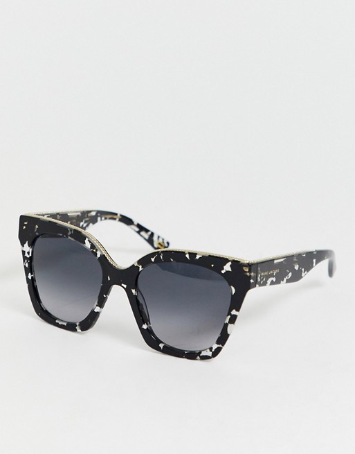 Marc Jacobs square sunglasses in grey tortoishell acetate