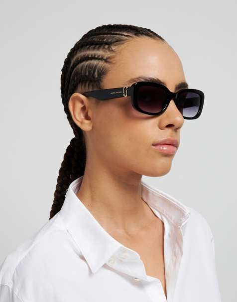 Marc Jacobs Sunglasses Marc jac sun rectangular sunglasses with grey gradient lenses in black - view 1