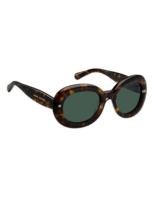 Marc Jacobs Sunglasses Marc jac sun Vintage Oversize-Oval-Sonnenbrille mit grünen Gläsern in Braun, 4 von 6