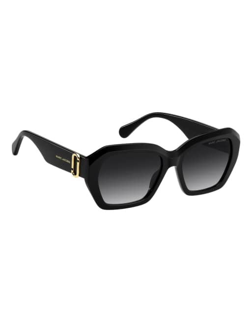 Marc Jacobs Sunglasses occhiali da sole rettangolari Marc jac sun con lenti sfumate grigie, neri, 6 di 6