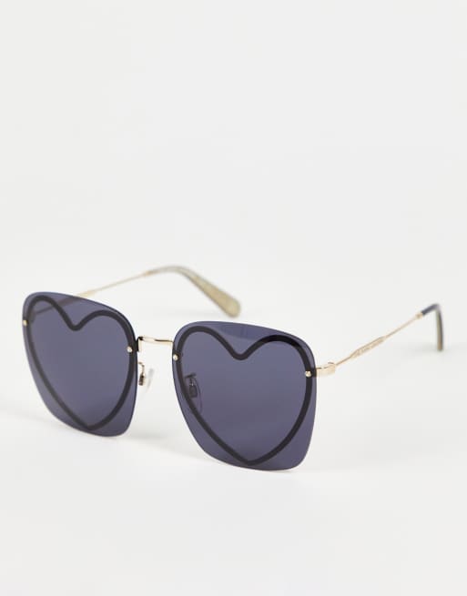 Marc Jacobs – Svarta solglasögon med fyrkantiga glas och hjärtformade bågar 493/S