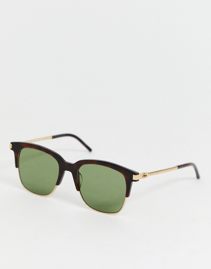 Marc Jacobs - Vierkante acetaat zonnebril in tortoise en metaalgrijs-Bruin