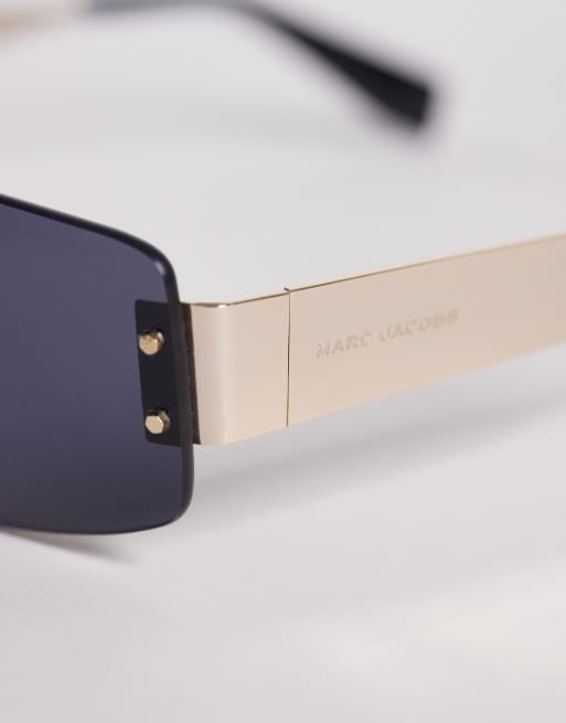 Marc Jacobs - Vierkante uniseks zonnebril in goud/zwart , 2 van 3
