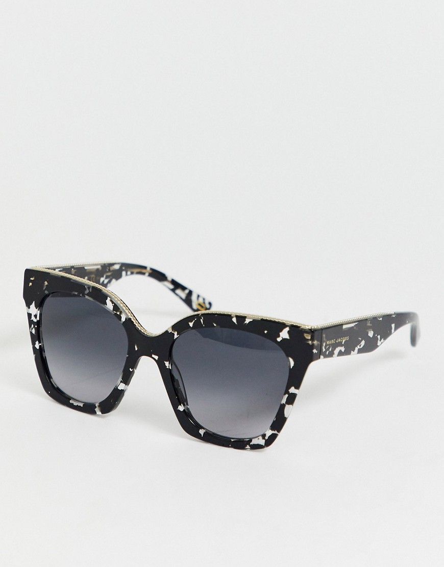 Marc Jacobs - Vierkante zonnebril in grijs acetaat met tortoise-Zwart