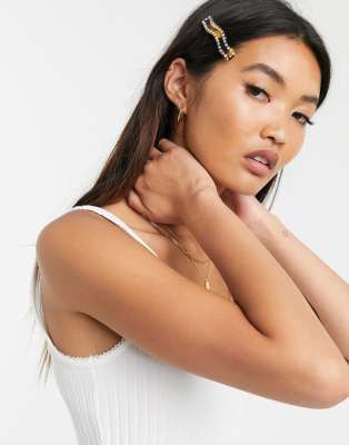 Margherita - Barrette à cheveux strassée et ondulée effet écaille de tortue - Marron