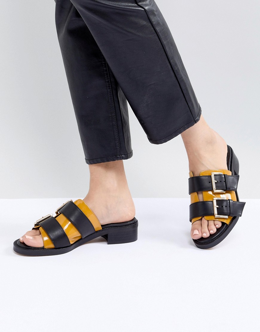 Marigold tykke sandaler i skind fra ASOS WHITE-Multifarvet