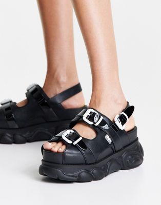 Marina Hoermanseder x Buffalo Buckletreats vegan chunky sandals in black