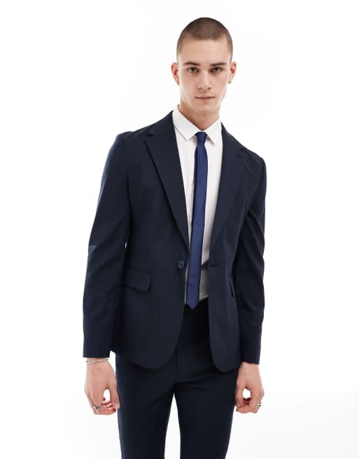 Marineblå habitjakke med smal pasform fra ASOS DESIGN