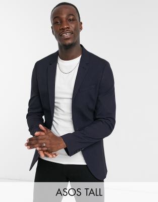 Marineblå skinny habitjakke fra ASOS DESIGN Tall