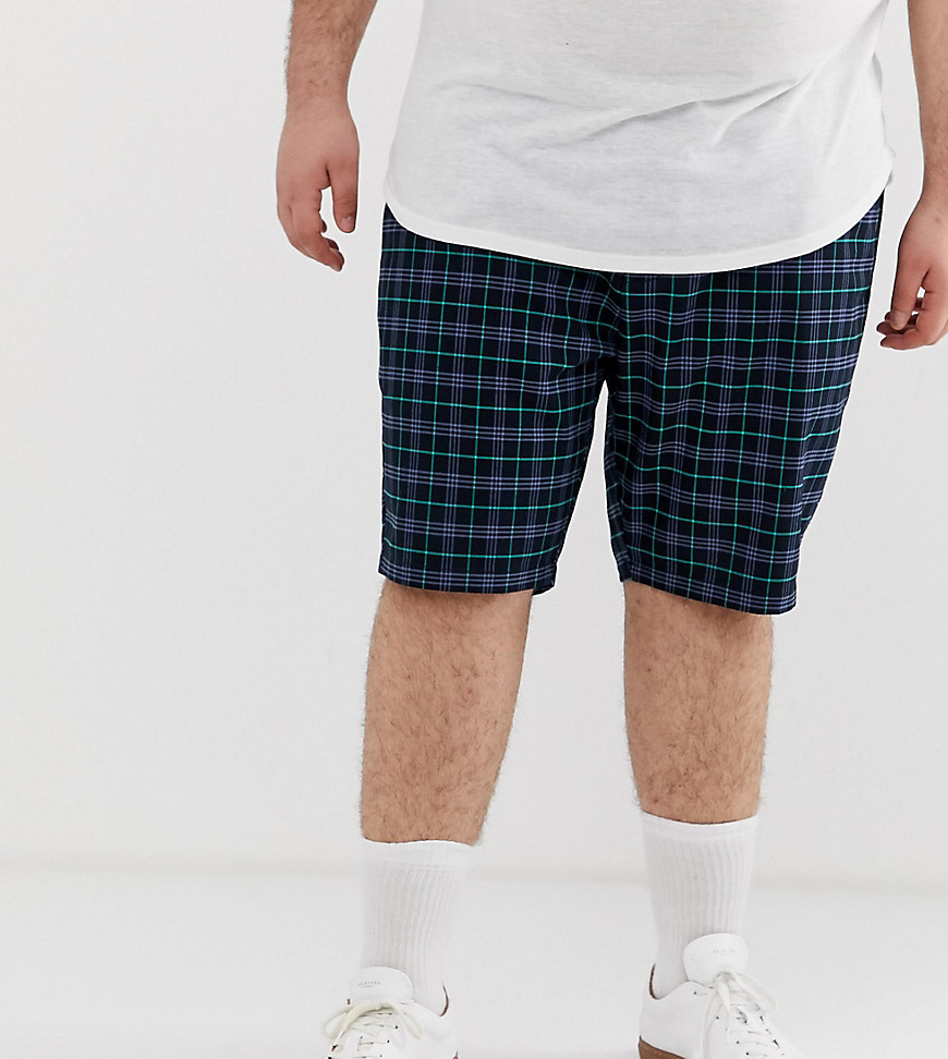 Marineblå ternet skinny shorts fra ASOS DESIGN Plus