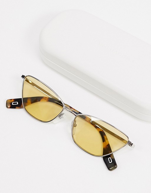 Marc Jacobs square sunglasses with yellow lens in silver