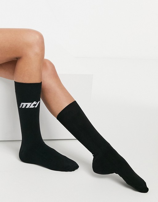 Mars The Label logo detail socks in black