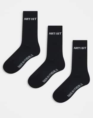 Marshall Artist Marshall Artist 3 pack socks in black