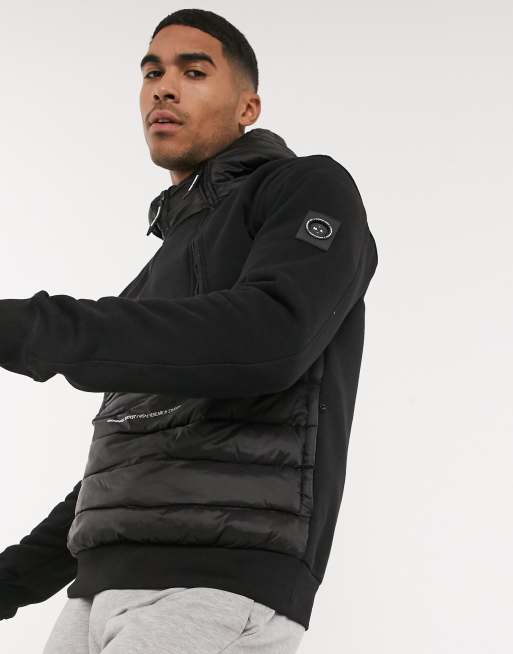 Marshall Artist alpine half-zip hybrid padded jacket in black | ASOS