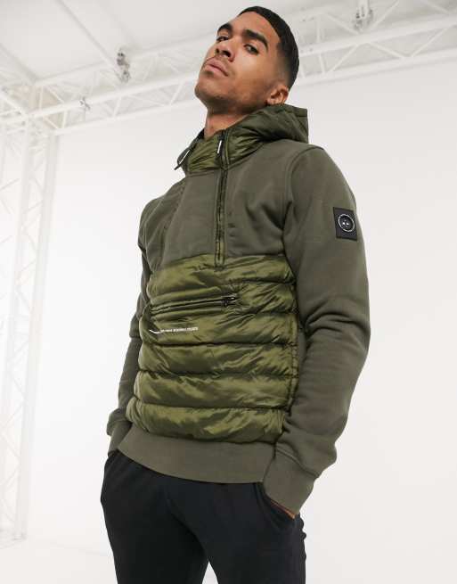 Marshall Artist alpine half-zip hybrid padded jacket in khaki | ASOS