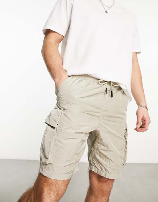 Marshall Artist - Beige cargoshorts i nylon-krølstof