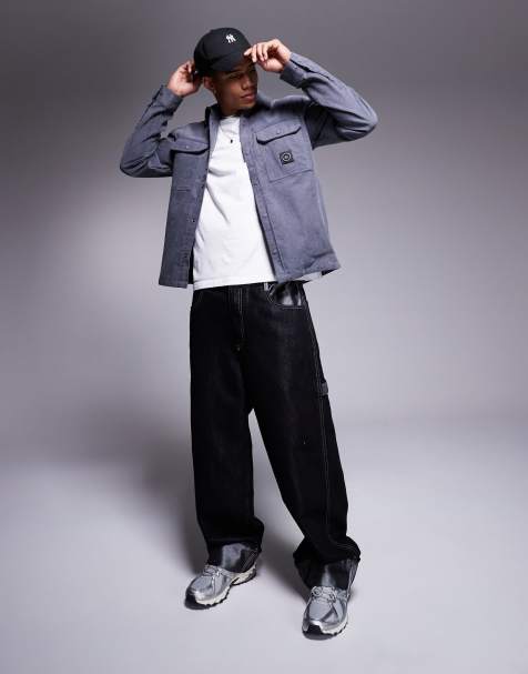 Marshall Artist boston overshirt in grey cord - view 1