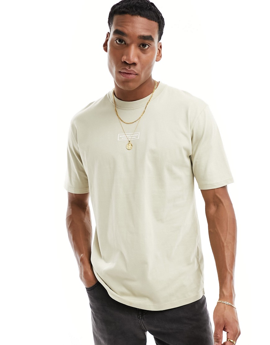 Marshall Artist branded short sleeve t-shirt in beige-Neutral