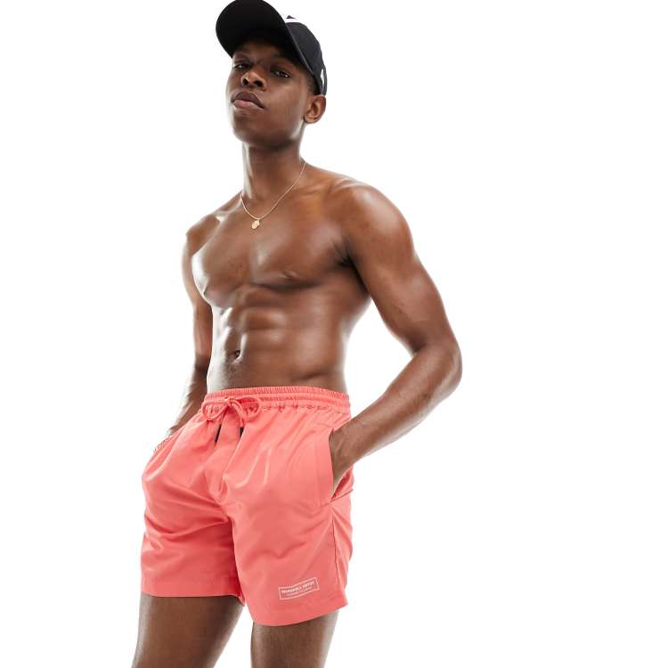 Marshall Artist branded swim short in red ASOS